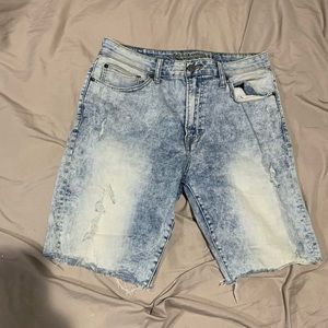 Men's American Eagle Light Wash Denim Jorts Extreme Flex Distressed Jean Shorts